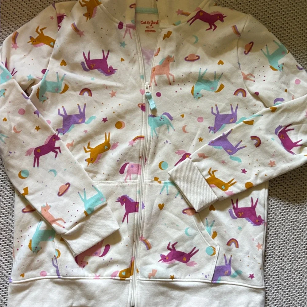 Hoodie jacket girls new size XXL(18) Cat & Jack 60% cotton 40% polyester pockets